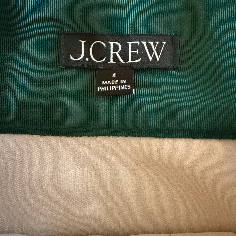 J. Crew Center Pleat Mini Skirt in Army Green Faux Leather - Picture 5 of 8